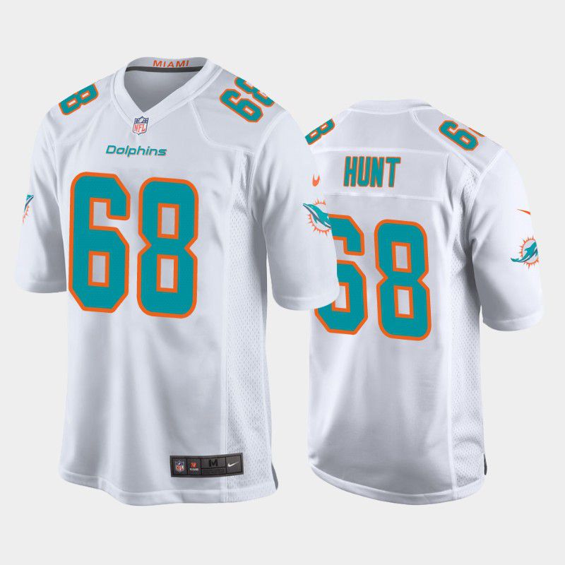 Men Miami Dolphins 68 Robert Hunt Nike White Game NFL Jersey
